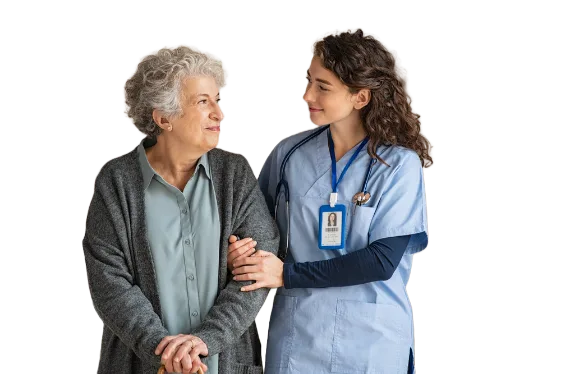 Caregiver with patient